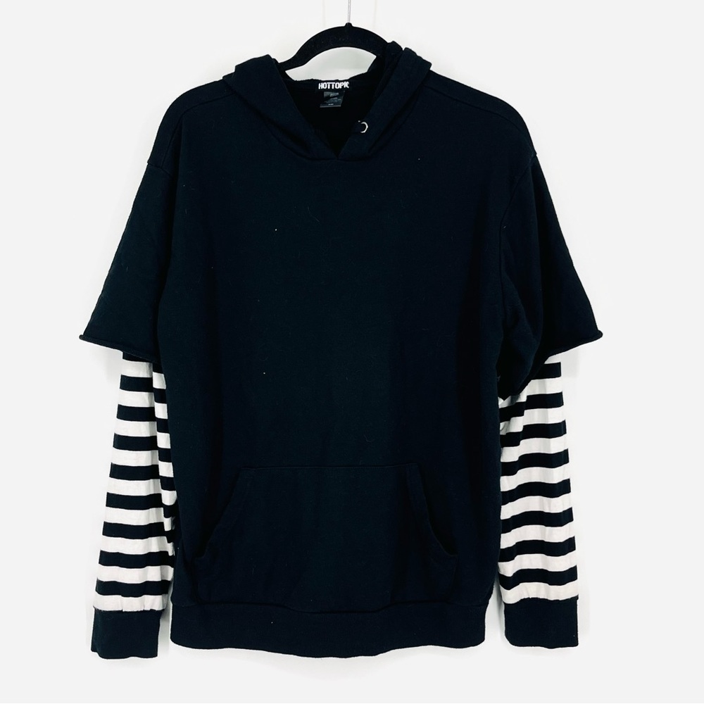 Hot Topic Small Black Striped Twofer Hoodie